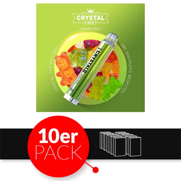 SKE Crystal Bar - Einweg E-Shisha ca. 600 Züge - Gummy Bear - 20 mg/ml 10er Pack