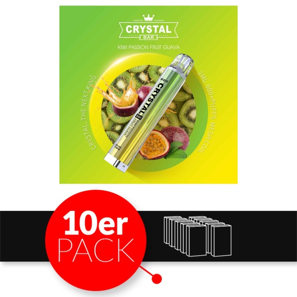 SKE Crystal Bar - Einweg E-Shisha ca. 600 Züge - Kiwi Passionfruit Guava - 20 mg/ml 10er Pack
