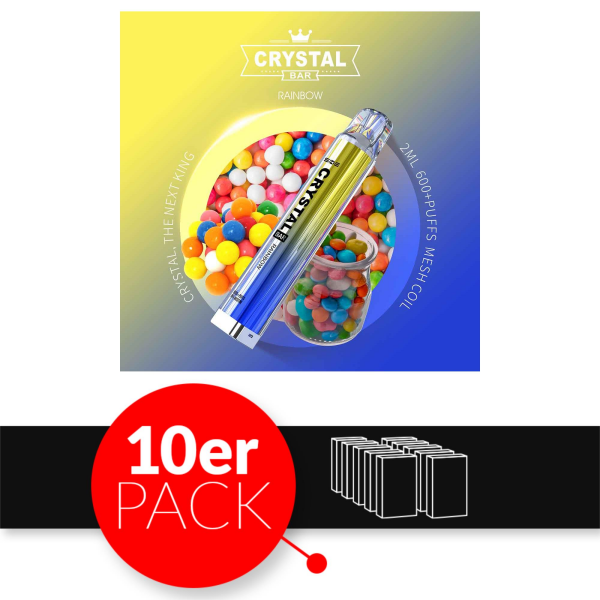 SKE Crystal Bar - Einweg E-Shisha ca. 600 Züge - Rainbow - 20 mg/ml 10er Pack
