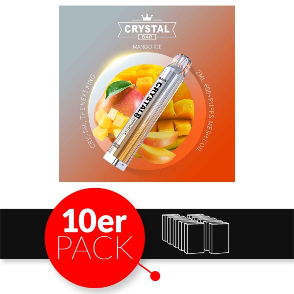 SKE Crystal Bar - Einweg E-Shisha ca. 600 Züge - Mango Ice - 20 mg/ml 10er Pack