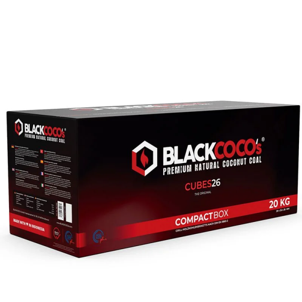 Black Cocos Kokosnuss Naturkohle 20kg - 26er im Karton