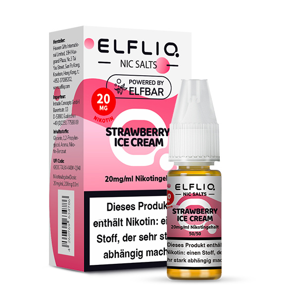 Elfbar Elfliq 10ml 20mg - Strawberry Ice Cream