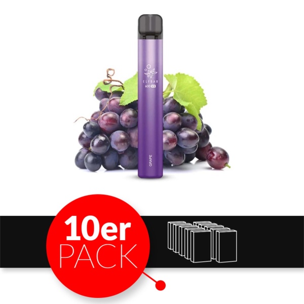 Elfbar V2 - Einweg E-Shisha ca. 600 Züge - Grape - 20 mg/ml 10er Pack