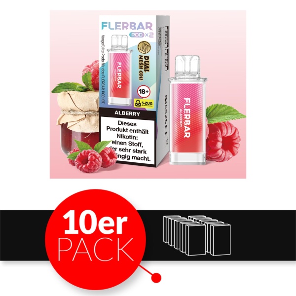Flerbar Liquid Pod 2er Pack (2 x 2ml) 20mg Nikotin - Alberry 10er Pack