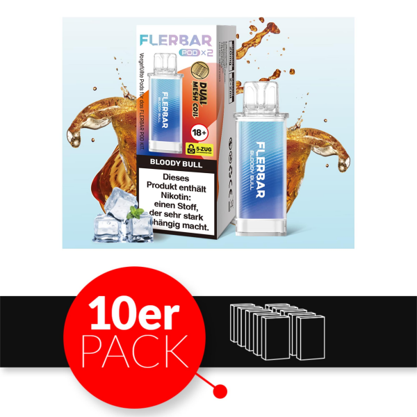 Flerbar Liquid Pod 2er Pack (2 x 2ml) 20mg Nikotin - Bloody Bull 10er Pack