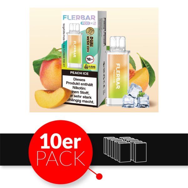 Flerbar Liquid Pod 2er Pack (2 x 2ml) 20mg Nikotin - Peach Ice 10er Pack