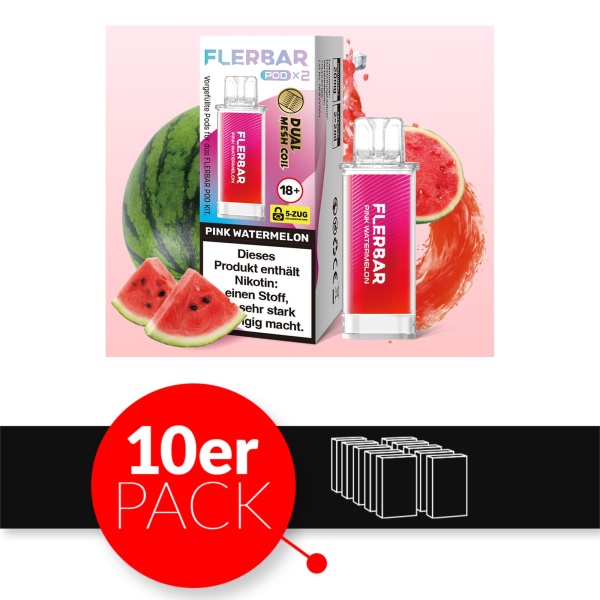 Flerbar Liquid Pod 2er Pack (2 x 2ml) 20mg Nikotin - Pink Watermelon 10er Pack