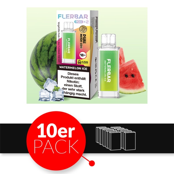 Flerbar Liquid Pod 2er Pack (2 x 2ml) 20mg Nikotin - Watermelon Ice 10er Pack