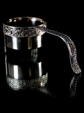 Kohlekorb liegend - Silber